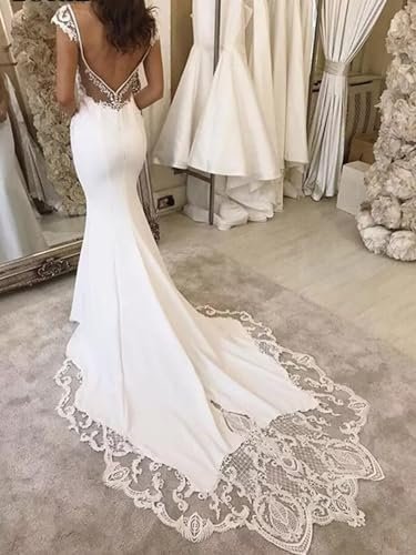 Wedding Dress for Bride Boho Beach Lace Appliques Mermaid Br...