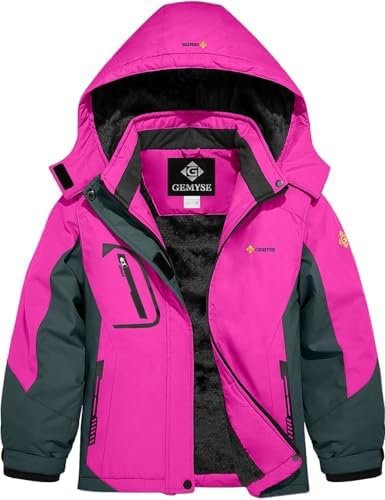 GEMYSE Girl's Waterproof Ski Snow Jacket Fleece Windproof Wi...