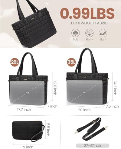 LOVEVOOK Tote Bag for Women, Large Puffer Tote Bag with Zipp...