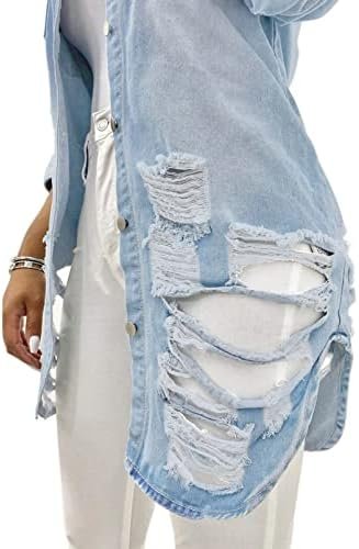sexycherry Denim Jacket for Women Long Sleeve Classic Trucke...
