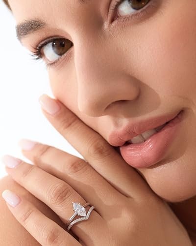 Michooyel S925 1.5ct Marquise Cut 2in1 Engagement Rings For ...