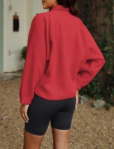 ReachMe Womens Sherpa Jacket Casual Lapel Button Down Croppe...