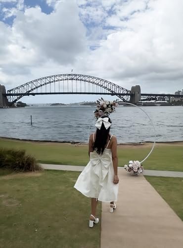 Cudiew Satin Jacquard Prom Dress Bow on Back Tea Length Cors...