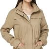 WenVen Women's Casual Military Jacket Cotton Stand Collar Ut...