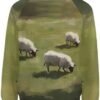 Womens Funny Sheep Sweatshirt Long Sleeve Lambs Printed Crew...