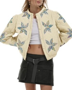 Locachy Women's Casual Cropped Puffer Jacket Lightweight Flo... Locachy Women's Casual Cropped Puffer Jacket Lightweight Flo...