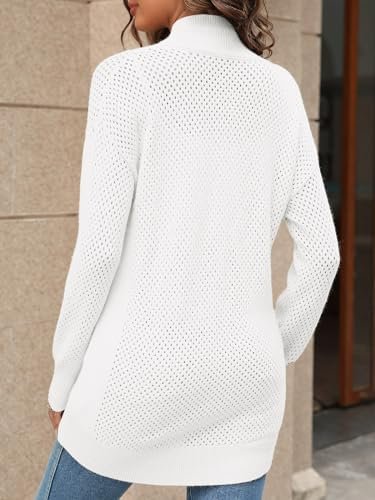 Women's Turtleneck Zip Up Cardigan Sweaters Oversized Drop S...