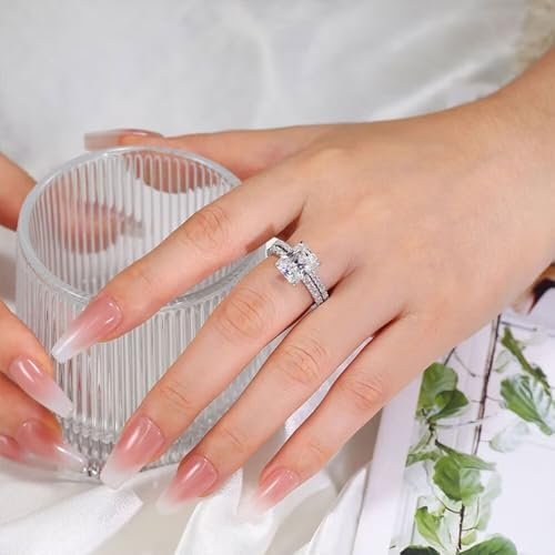 4ct Radiant Cut Moissanite Engagement Rings for Women D Colo...