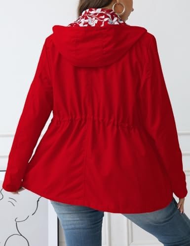 Geschallino Women's Casual Reversible Coat Plus Size Floral ...