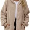 ReachMe Womens Fleece Zip Up Jacket with Pockets Oversized L...