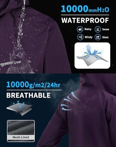 Pioneer Camp Women's Rain Jacket with Hood Waterproof Windbr...