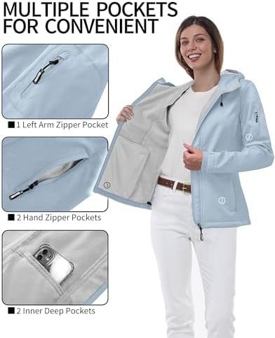 Outdoor Ventures Women's Softshell Jacket with Hood Fleece L...