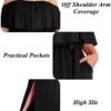 Plus Size Off The Shoulder Maxi Long Casual Beach Dress Pock...