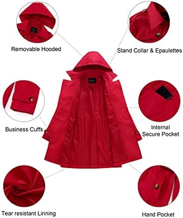 CREATMO US Women's Trench Coat Double-Breasted Classic Lapel...