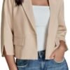 luvamia Linen Blazers for Women Business Casual Cropped 3/4 ...