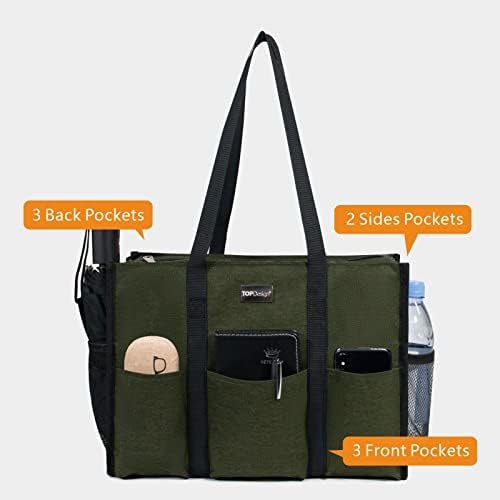 TOPDesign Utility Water Resistant Tote Bag with 13 Pockets, ...
