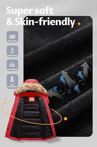 CREATMO US Girl's Winter Fleece Lined Long Parka Puffer Coat...