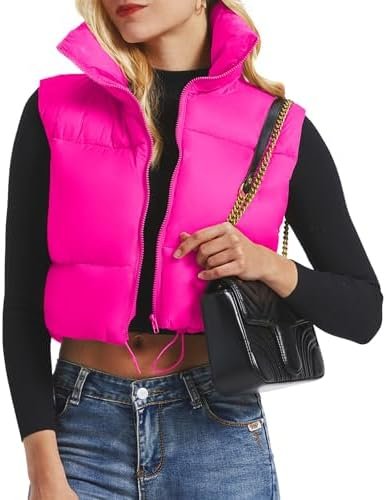 CULACCINO Women's Winter Cropped Puffer Vest Crop Jackets Fo...