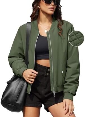MAGCOMSEN Women's Bomber Jacket Casual Quilted Lined Coat Zi... MAGCOMSEN Women's Bomber Jacket Casual Quilted Lined Coat Zi...