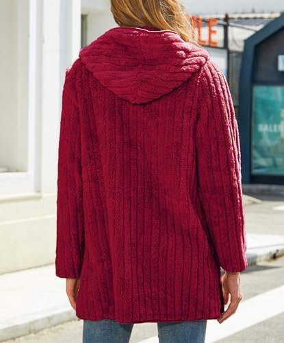 Womens Fleece Jacket Hooded Winter Warm Full Zip Long Sleeve...