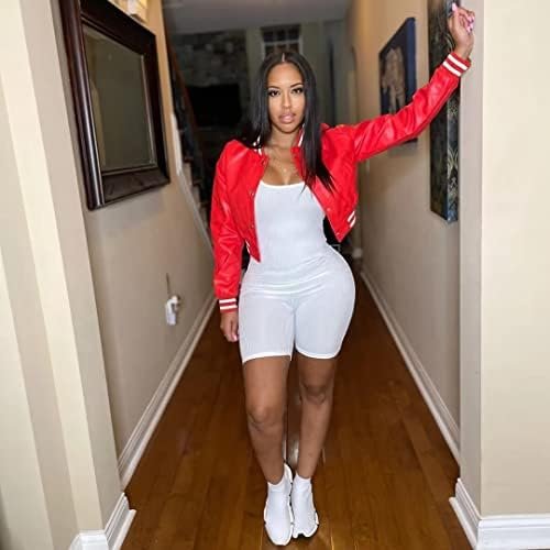 Mintsnow Womens Varsity Jacket Long Sleeve Button Down Bombe...