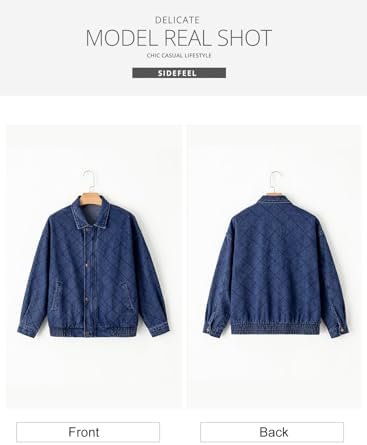 Sidefeel Women's Jean Jacket Long Sleeve Zimbaplatinum Overs...