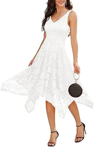 Meetjen Women's Lace Cocktail Party Dress 2025 Handkerchief ...
