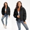 Women’s Winter Baggy Zip Puffer jackets Short Down Jacket Co...