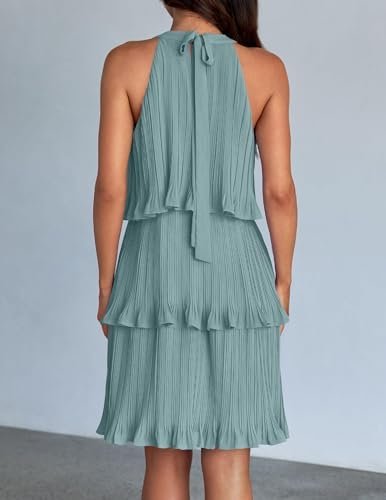 ZESICA Women's 2025 Summer Halter Dresses Sleeveless Ruffle ...