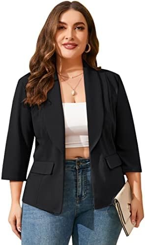 ShopWonder Womens Plus Size Casual Pocketed Blazer Office Op... ShopWonder Womens Plus Size Casual Pocketed Blazer Office Op...