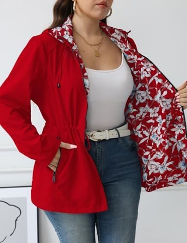 Geschallino Women's Casual Reversible Coat Plus Size Floral ...