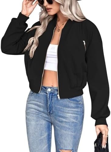Verdusa Women's Cropped Bomber Jackets Casual Lightweight Ja...