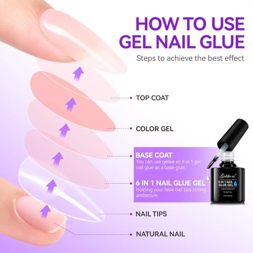 Nail Tips Gel Nail Glue: Geliek EC 2PCS 6 in 1 Adhesive Gel ...