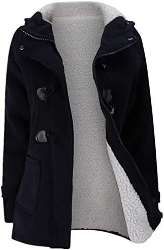 JiangWu Womens Fashion Horn Button Fleece Thicken Coat with ...