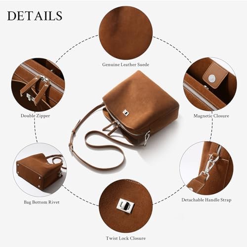 Genuine Leather Suede Bags for Women, Vintage Suede Handbag ...
