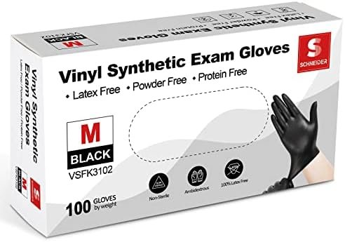 Schneider Vinyl Synthetic Exam Gloves, 4 Mil, Latex Free Dis...
