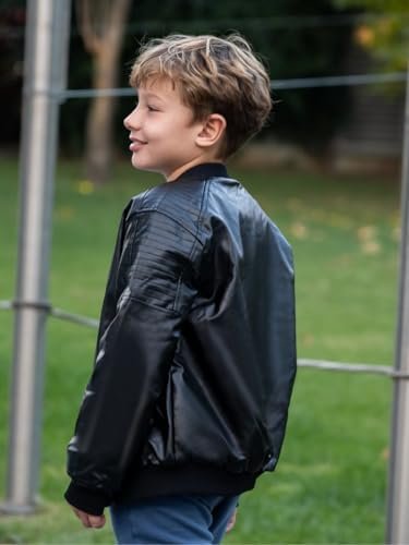 Boys Leather Jackets, Faux Fur Motorcycle PU Toddlers 4-14