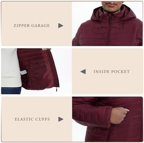 Plus Size Women's Packable Puffer Jacket 1X-6X Water-Resista...