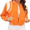 Fooullaide Womens Cropped Varsity Jacket Letterman Bomber Sh...