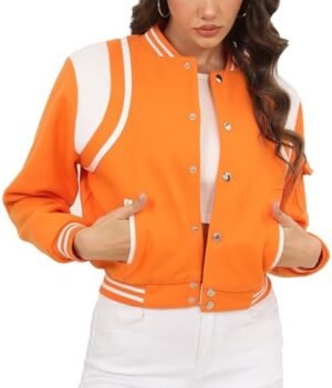 Fooullaide Womens Cropped Varsity Jacket Letterman Bomber Sh... Fooullaide Womens Cropped Varsity Jacket Letterman Bomber Sh...