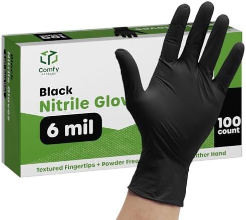Comfy Package Black Nitrile HEAVY DUTY 6 Mil. Chemical Resis...