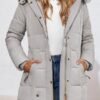 Remikstyt Womens Coats Winter Zipper Hooded Faux Fur Inside ...