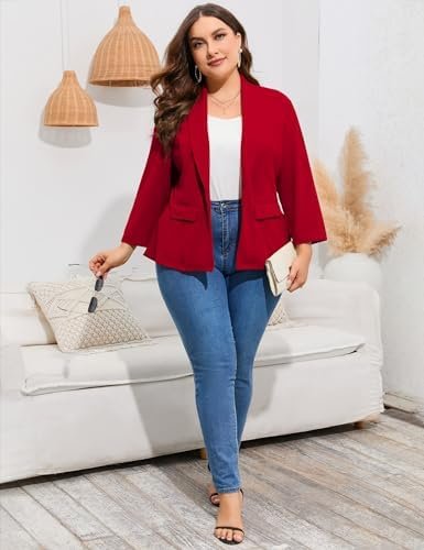 ShopWonder Women's Plus Size Casual Blazers Open Front Work ...