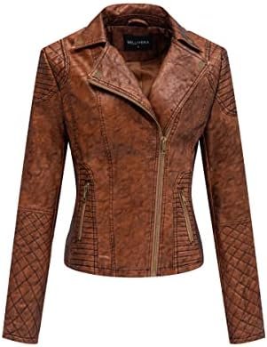 Bellivera Women's Faux Leather Casual Jacket 2025 Spring Tre... Bellivera Women's Faux Leather Casual Jacket 2025 Spring Tre...