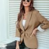 Genhoo Blazer Jackets for Women with Pockets Open Front Long...