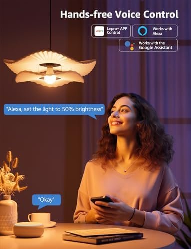 Lepro B1 AI Smart Light Bulbs - WiFi & Bluetooth RGBWW Color...