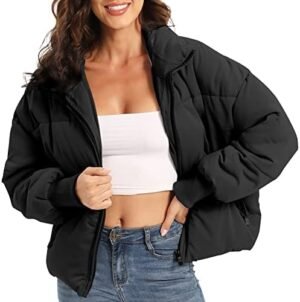 Women’s Winter Baggy Zip Puffer jackets Short Down Jacket Co... Women’s Winter Baggy Zip Puffer jackets Short Down Jacket Co...
