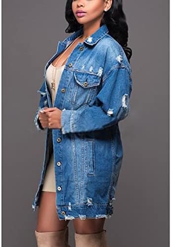 SOMTHRON Women's Distressed Denim Jeans Outfits Coat Spring ...