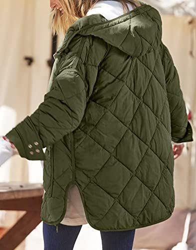 Dyexces Womens Quilted Puffer Jacket Hooded Long Sleeve Zip ...