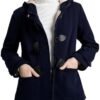 Flygo Women Sherpa Lined Hoodie Jacket Toggle Duffle Coat Wa...
